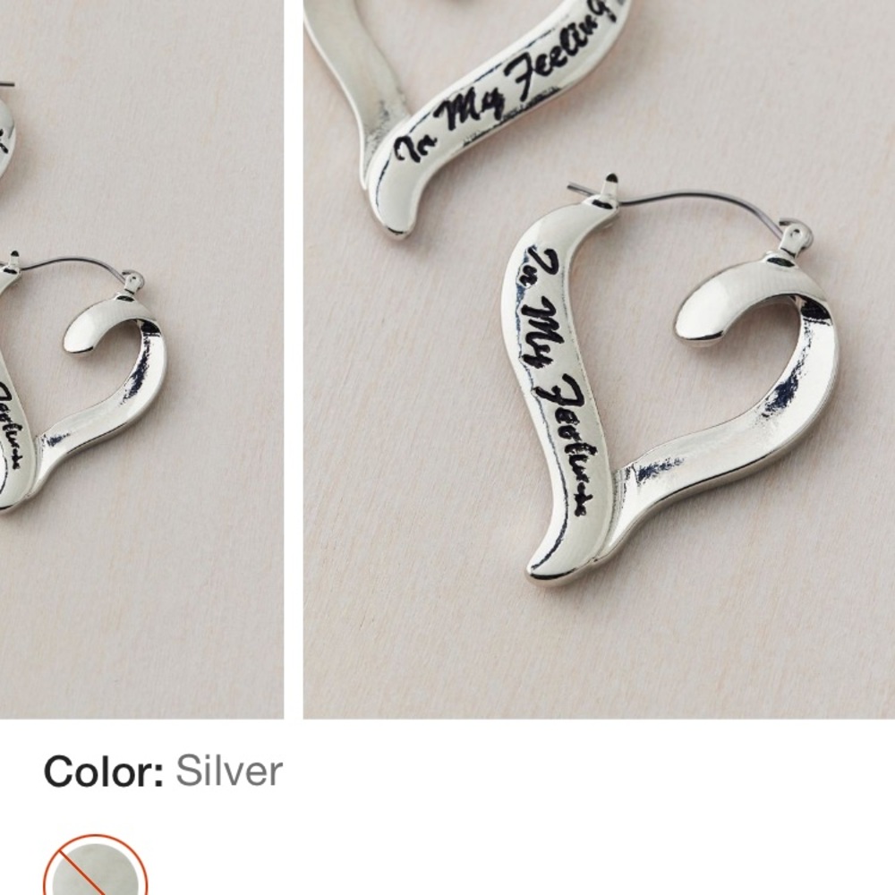 Urban Outfitters Silver Heart Script Earrings